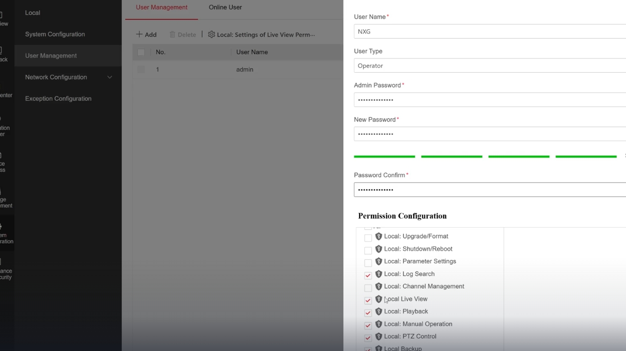 Hikvision User Permissions